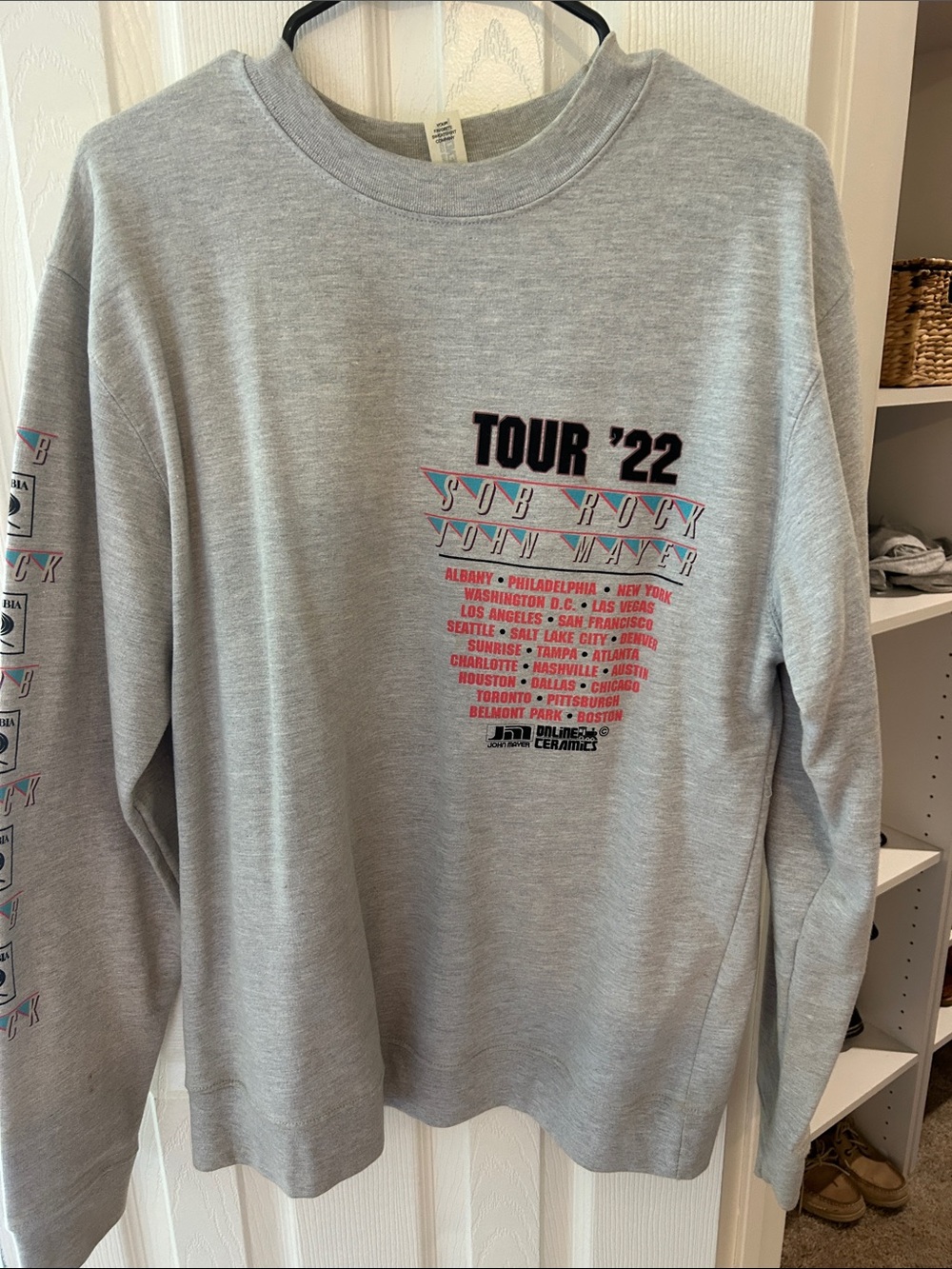 John Mayer Columbia Gray Tour '22 Graphic Crewneck Sweatshirt
